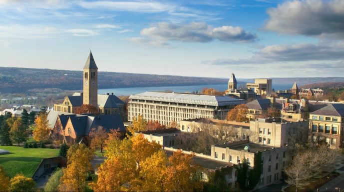 Cornell University campus view showing acceptance rate insights and Ivy League admissions overview