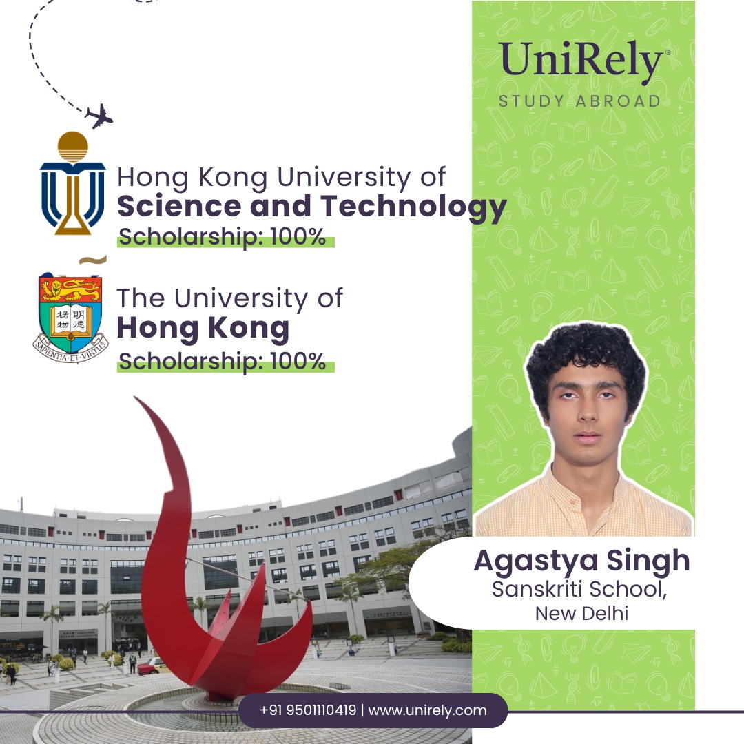 Student admitted to University of Hong Kong and HKUST with 100% scholarship highlighting University of Hong Kong ranking