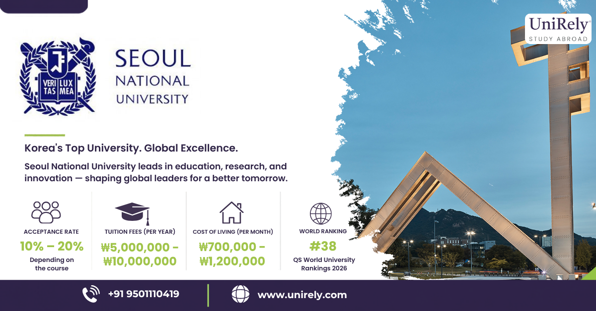 Seoul National University requirements fees acceptance rate ranking SNU admission criteria infographic