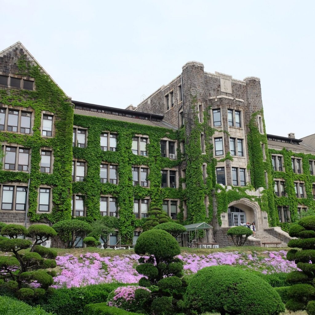Yonsei University Clubs and student life featuring the historic ivy-covered Yonsei University campus in Seoul